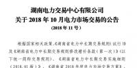 湖南2018年10月電力市場(chǎng)交易：價(jià)差-33.80 元/兆瓦時(shí)維持不變