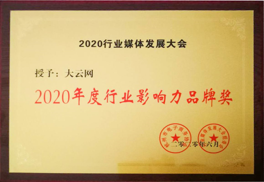 大云網(wǎng)榮獲2020年度行業(yè)影響力品牌獎
