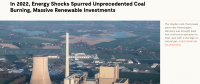 2022年能源危機導致煤炭消費反彈，但可再生能源投資上升更快